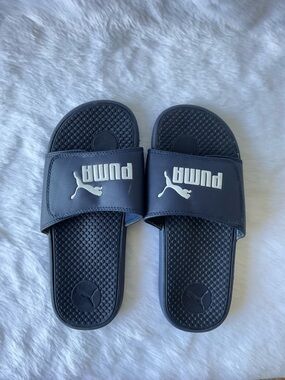 PUMA Navy Blue Slides with Velcro Adjustable Strap